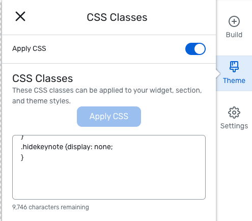Apply the CSS to give you the ability to hide a section
